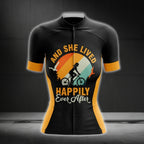 And She Lived Happily Ever After Women's Cycling Short Sleeve Jerseys, Black And Yellow Cycling Jerseys For Ladies  CG0095