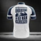 Never Underestimate An Old Man With A Bicycle Short Sleeve Cycling Jersey For Men, Funny Cycling Jerseys CG0662