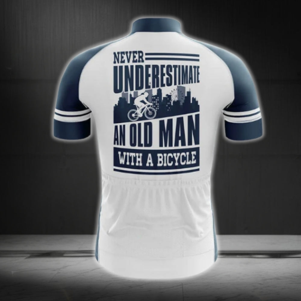 Never Underestimate An Old Man With A Bicycle Short Sleeve Cycling Jersey For Men, Funny Cycling Jerseys CG0662