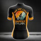 And She Lived Happily Ever After Women's Cycling Short Sleeve Jerseys, Black And Yellow Cycling Jerseys For Ladies  CG0095