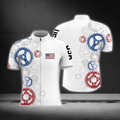 White Red Blue Gear USA Flag Cycling Short Sleeve Jersey For Men, Patriotic Cycling Jerseys CG0882