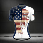 Custom American Flag Cycling Short Sleeve Jersey For Women CZ0004