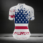American Flag White Grunge Cycling Short Sleeve Jersey Women, Patriotic Cycling Jerseys For Ladies CG0122