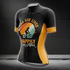 And She Lived Happily Ever After Women's Cycling Short Sleeve Jerseys, Black And Yellow Cycling Jerseys For Ladies  CG0095