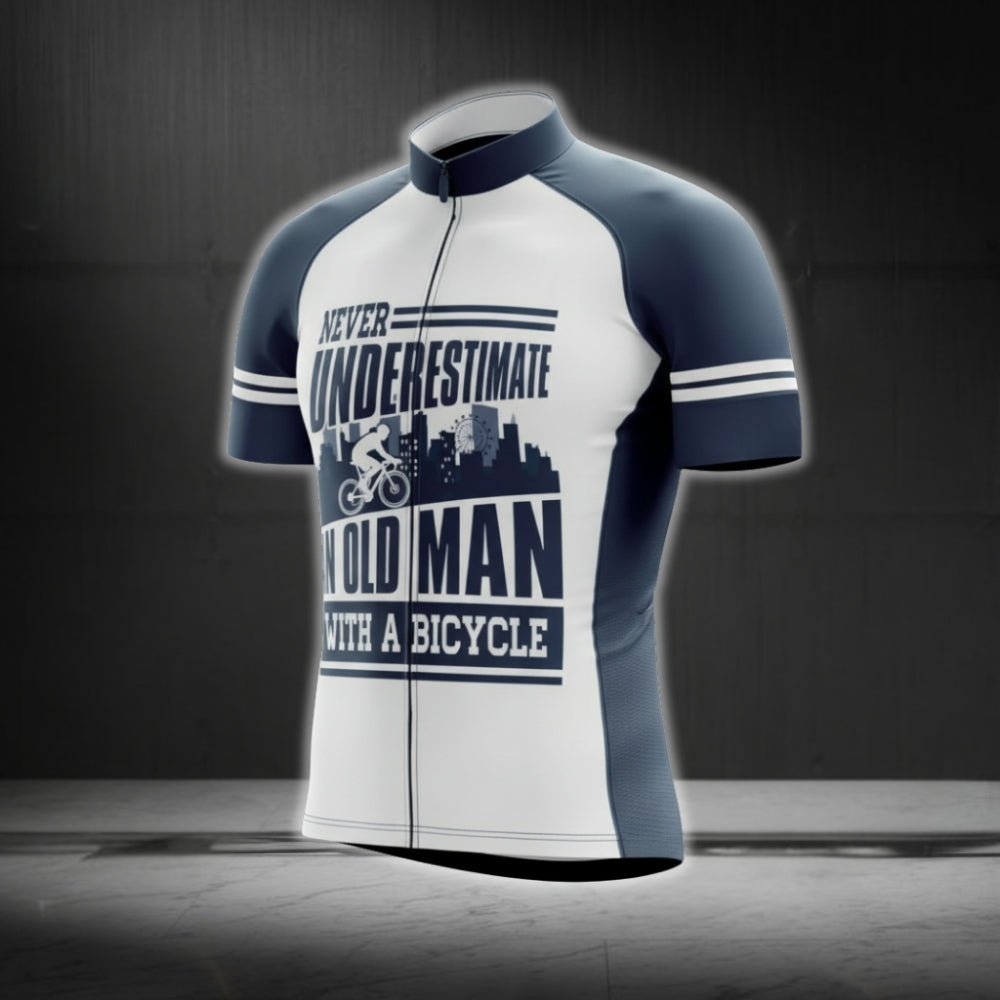Never Underestimate An Old Man With A Bicycle Short Sleeve Cycling Jersey For Men, Funny Cycling Jerseys CG0662