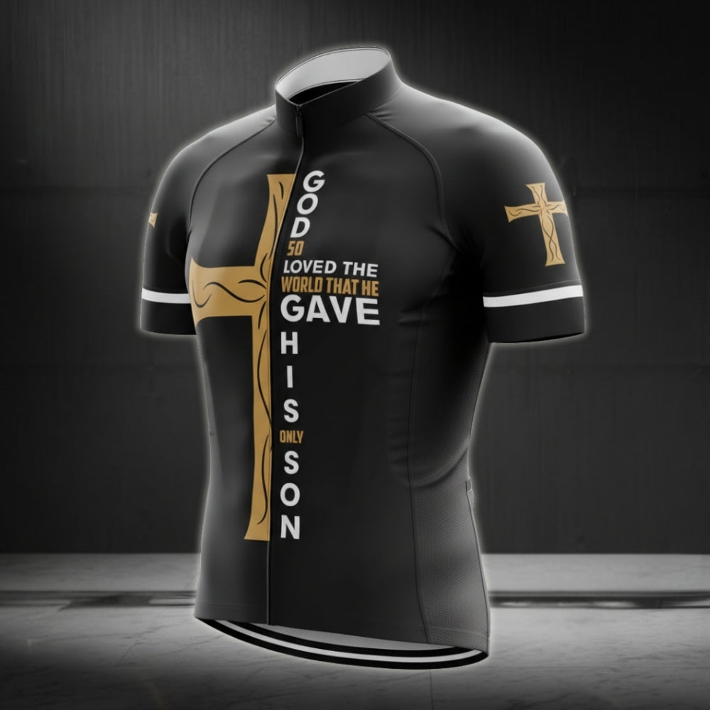 God Solve The World That He Gave His Only Son Cycling Short Sleeve Jersey Mens, Christian Cross Cycling Jerseys CG0002