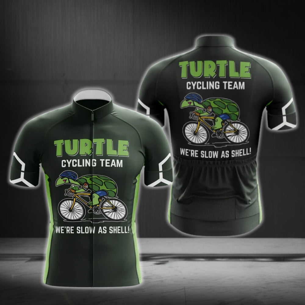 Turtle Cycling Team We're Slow As Shell Men's Short Sleeve Cycling Jersey, Funny Cycling Jerseys For Turtle Lovers CG0277