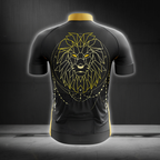 Geometric Lion Cycling Short Sleeve Jersey For Men, Lion Black And Yellow Cycling Jersey CG0878