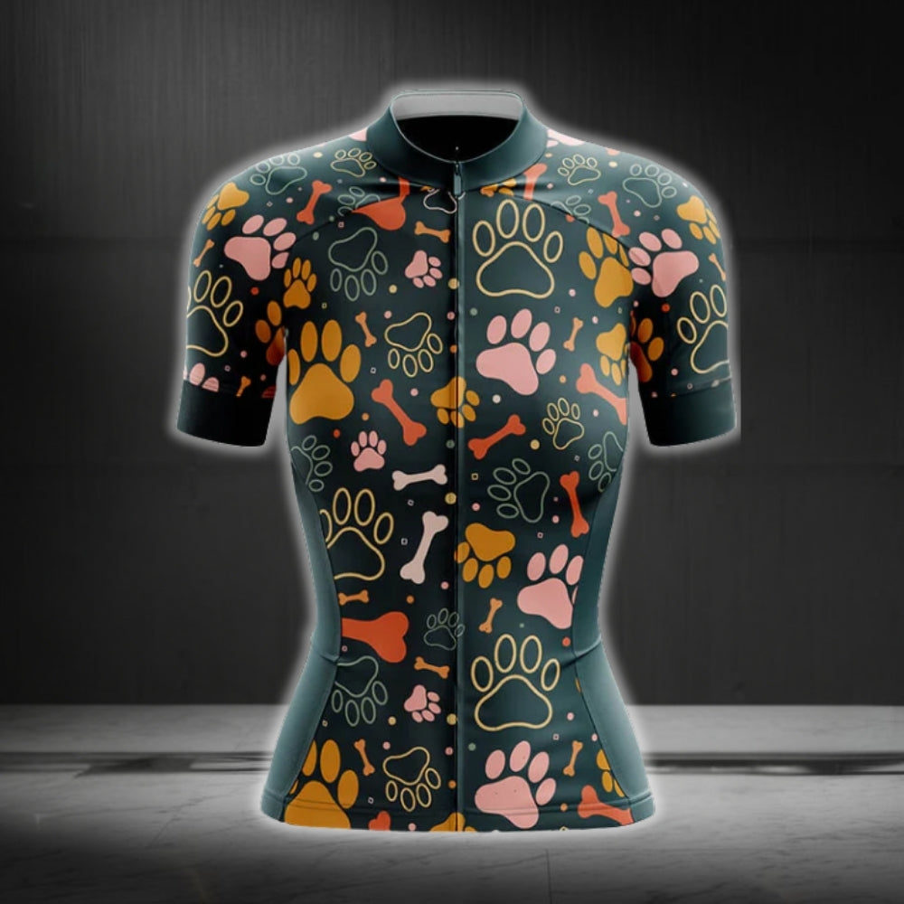 Dog Paw Women's Cycling Short Sleeve Jersey, Dog Lovers Cycling Jerseys For Womens CG0096