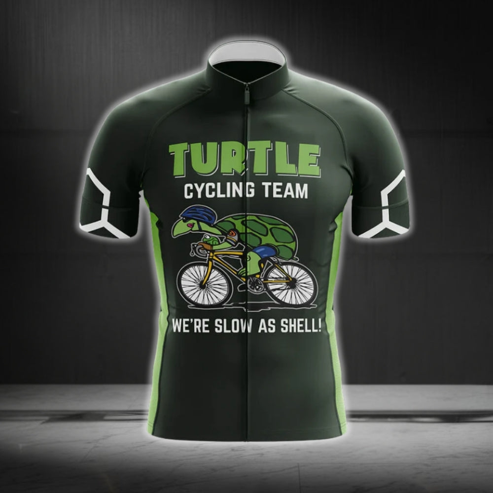 Turtle Cycling Team We're Slow As Shell Men's Short Sleeve Cycling Jersey, Funny Cycling Jerseys For Turtle Lovers CG0277