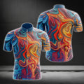 Liquid Marble Blue And Orange Cycling Jersey Short Sleeve For Mens, Liquid Marble Cycling Jerseys CG0004