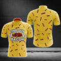 This Guy Loves Bacon Yellow Short Sleeve Cycling Mens Jersey, Bacon Lovers Cycling Jerseys CG0278