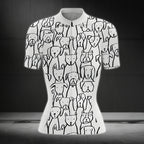 Black And White Dog Cycling Short Sleeve Jersey Womens, Dog Cycling Jersey CZ0039
