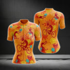 Orange Kokopelli Cycling Short Sleeve Women Jersey, Kokopelli Cycling Jerseys For Ladies CG0124