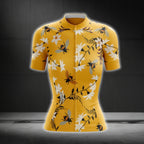 Bee Women's Yellow Cycling Short Sleeve Jersey, Bee Lover Cycling Jersey Womens CG0097