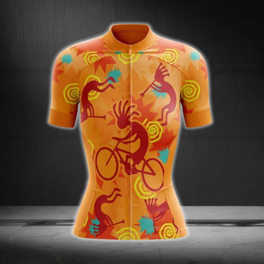 Orange Kokopelli Cycling Short Sleeve Women Jersey, Kokopelli Cycling Jerseys For Ladies CG0124