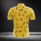 This Guy Loves Bacon Yellow Short Sleeve Cycling Mens Jersey, Bacon Lovers Cycling Jerseys CG0278