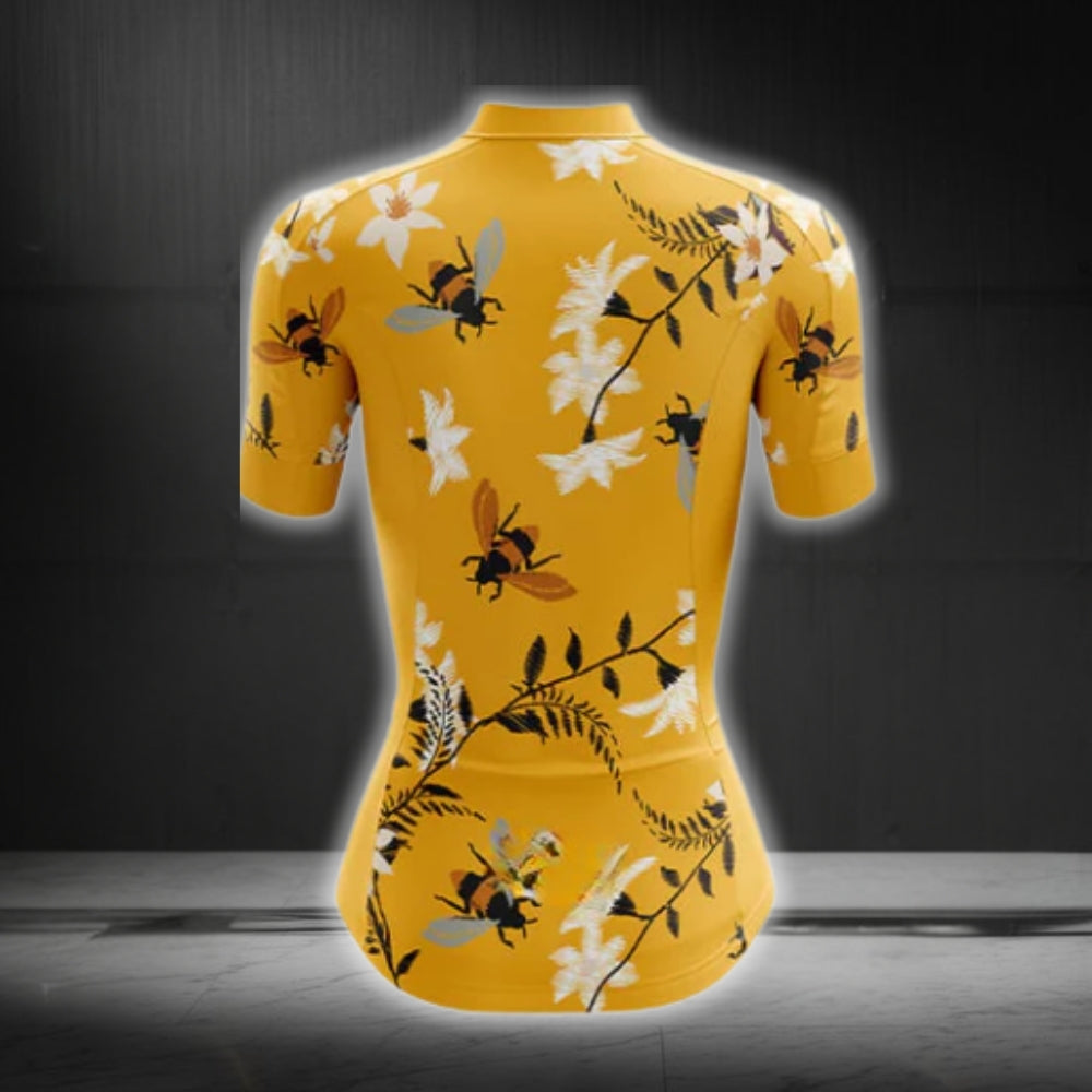 Bee Women's Yellow Cycling Short Sleeve Jersey, Bee Lover Cycling Jersey Womens CG0097