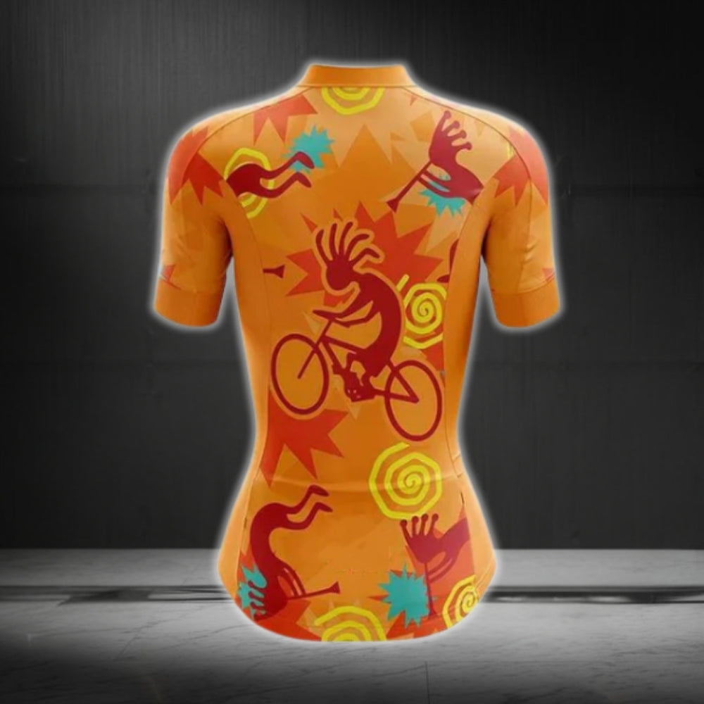 Orange Kokopelli Cycling Short Sleeve Women Jersey, Kokopelli Cycling Jerseys For Ladies CG0124