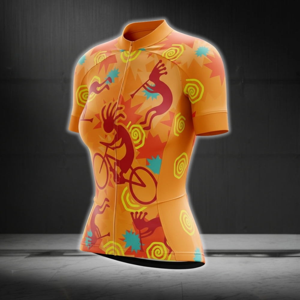 Orange Kokopelli Cycling Short Sleeve Women Jersey, Kokopelli Cycling Jerseys For Ladies CG0124