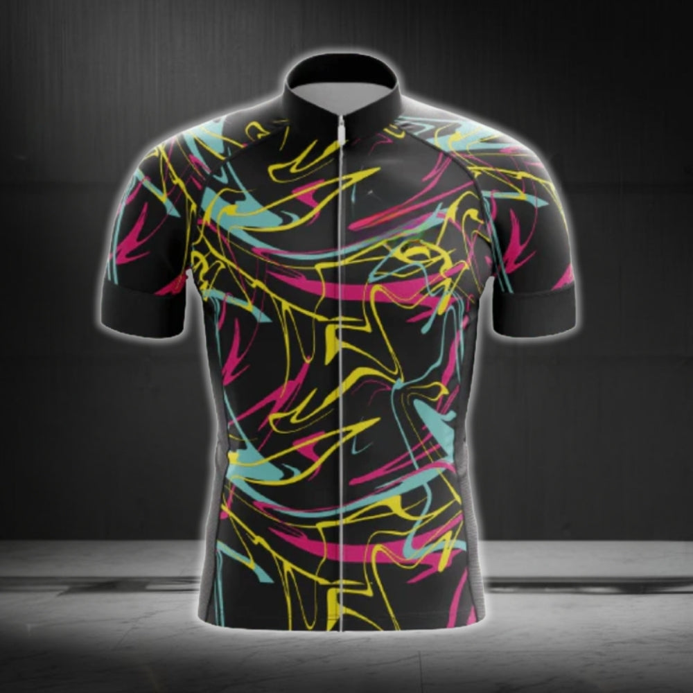 Multicolor Splash Cycling Short Sleeve Men Jersey, Cycling Jersey For Mens CG0612