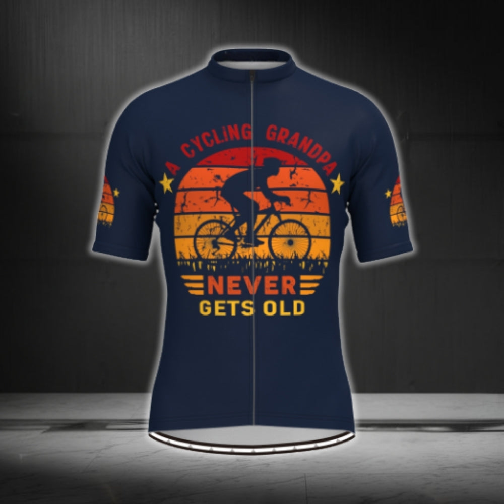 A Cycling Grandpa Never Gets Old Short Sleeve Men's Cycling Jersey, Funny Cycling Jerseys For Grandpa CG0355