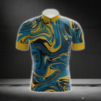 Yellow And Blue Abstract Cycling Short Sleeve Men Jersey, Cycling Jerseys For Men CG0665