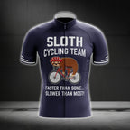 Sloth Cycling Team Faster Than Some Slower Than Most Men's Cycling Short Sleeve Jersey, Funny Sloth Cycling Jerseys CG0279