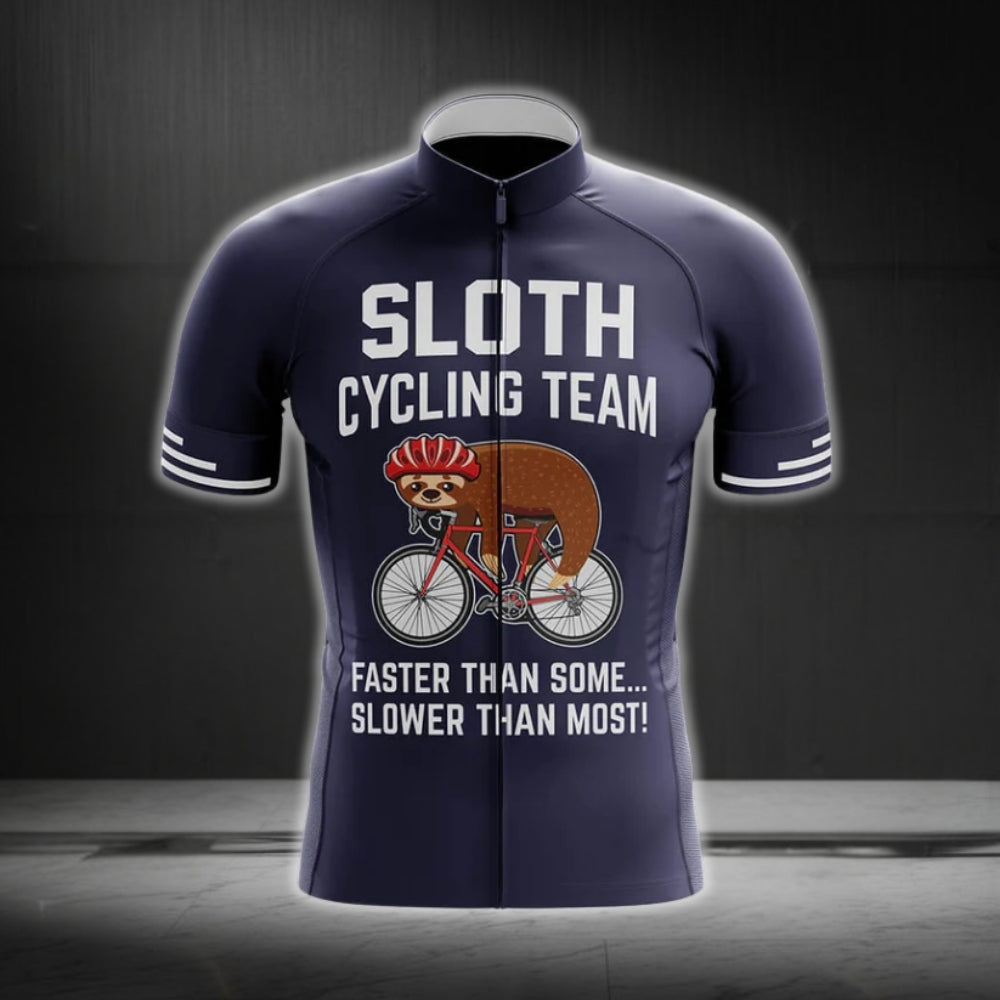 Sloth Cycling Team Faster Than Some Slower Than Most Men's Cycling Short Sleeve Jersey, Funny Sloth Cycling Jerseys CG0279