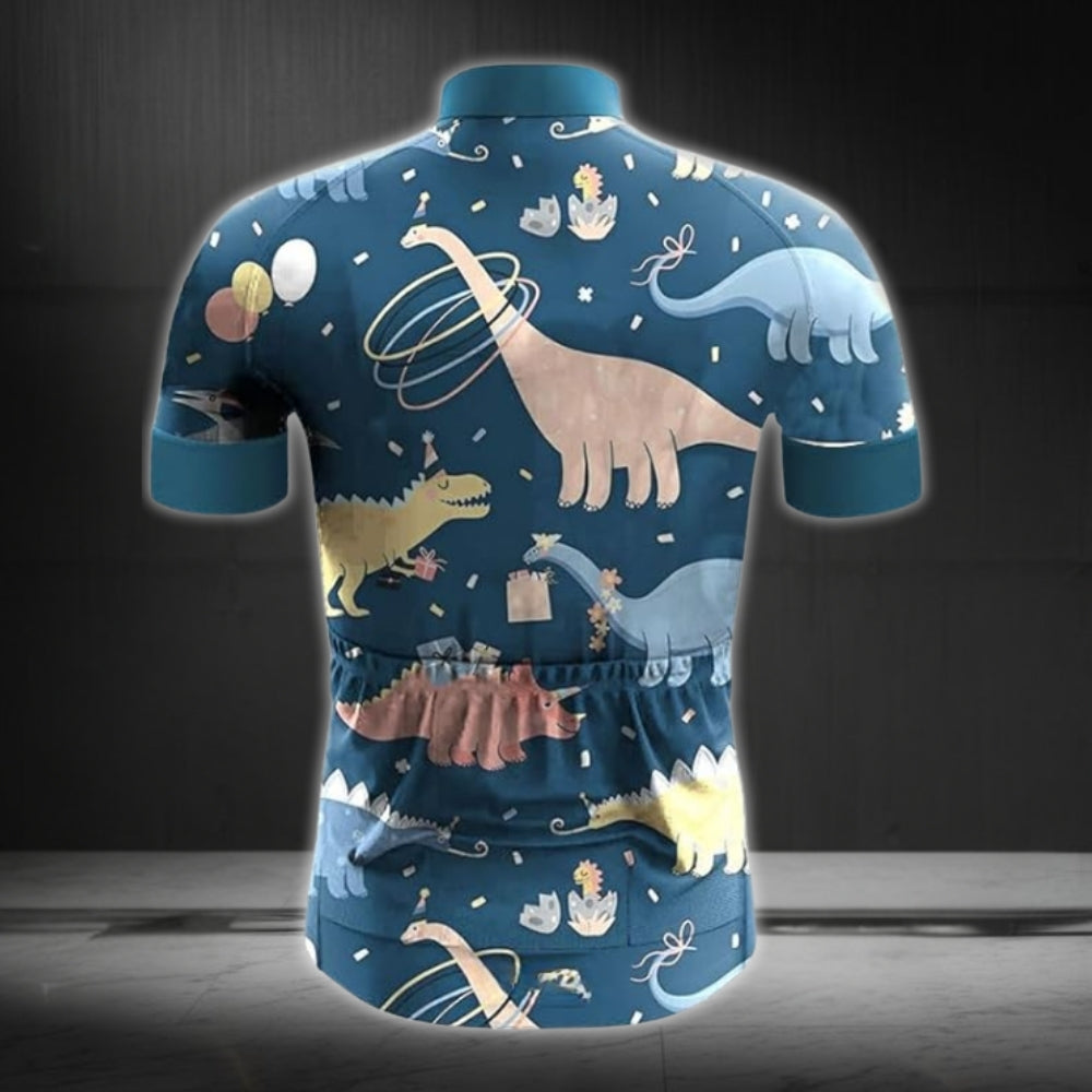 Dinosaur Blue Cycling Short Sleeve Jersey For Mens, Men's Dinosaur Cycling Jerseys CZ0041