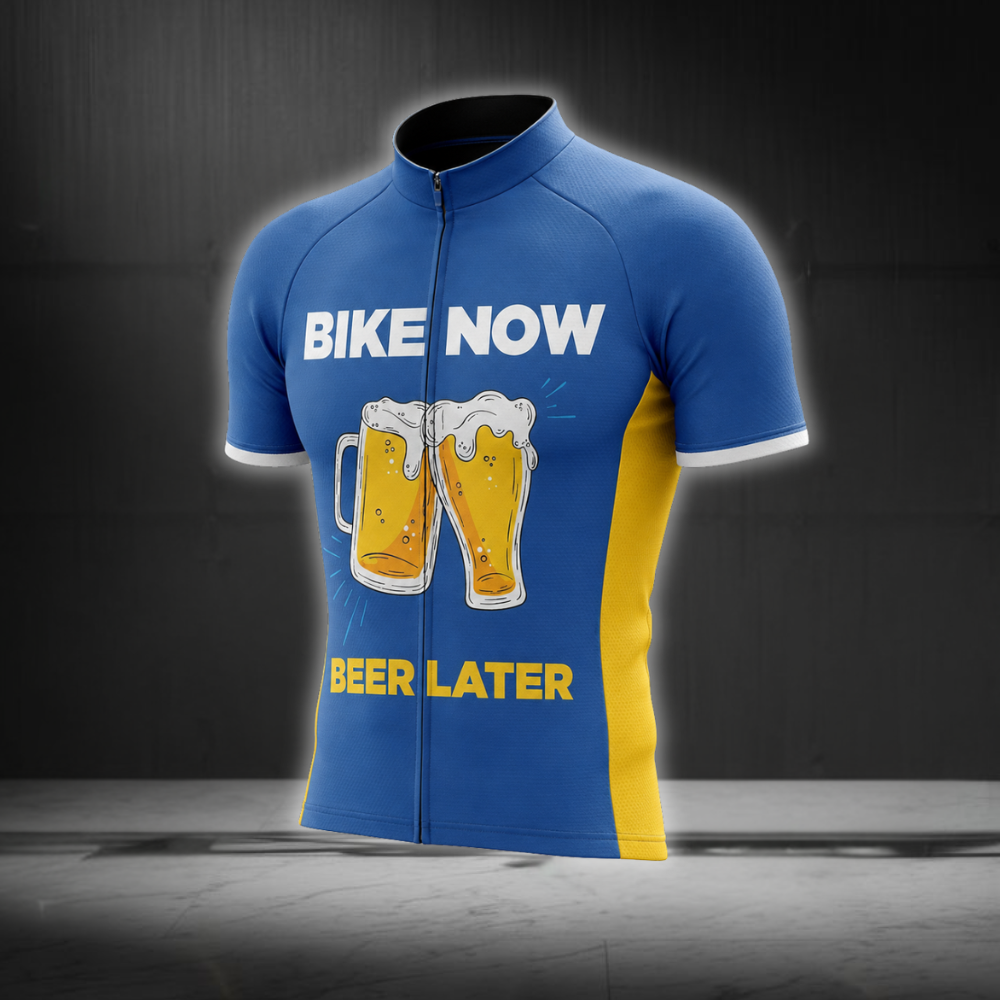 Bike Now Beer Later Cycling Short Sleeve Jersey Mens, Beer Cycling Jersey CG0880
