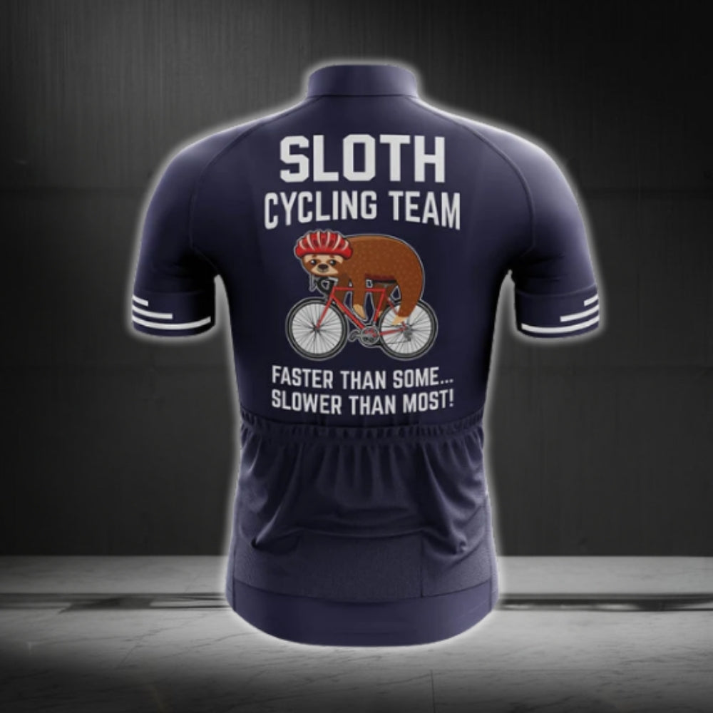 Sloth Cycling Team Faster Than Some Slower Than Most Men's Cycling Short Sleeve Jersey, Funny Sloth Cycling Jerseys CG0279