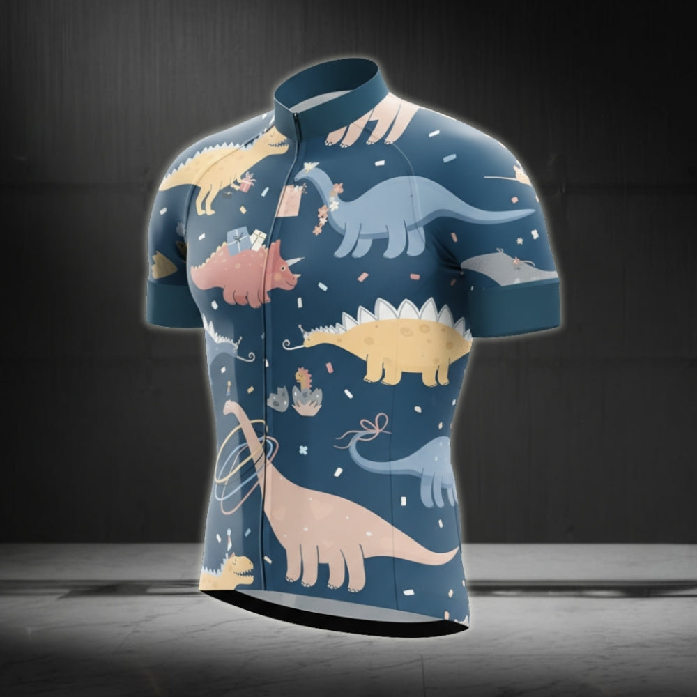Dinosaur Blue Cycling Short Sleeve Jersey For Mens, Men's Dinosaur Cycling Jerseys CZ0041