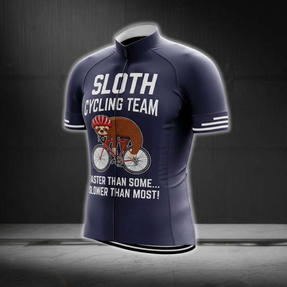 Sloth Cycling Team Faster Than Some Slower Than Most Men's Cycling Short Sleeve Jersey, Funny Sloth Cycling Jerseys CG0279
