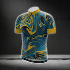Yellow And Blue Abstract Cycling Short Sleeve Men Jersey, Cycling Jerseys For Men CG0665