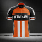 Custom Black And Orange Team Name Short Sleeve Men's Cycling Jersey, Custom Cycling Jerey For Team CG0503