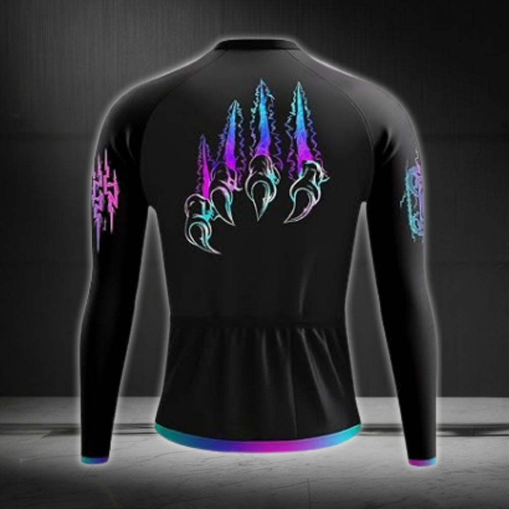 Neon Velocity Men's Black Long Sleeve Cycling Jersey, Cycling Jerseys For Mens CZ0042