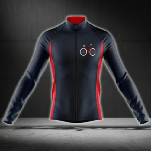 Bicycle Black And Red Cycling Long Sleeve Jersey For Men, Men's Cycling Jerseys CG0718