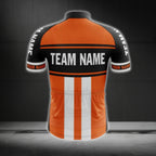 Custom Black And Orange Team Name Short Sleeve Men's Cycling Jersey, Custom Cycling Jerey For Team CG0503