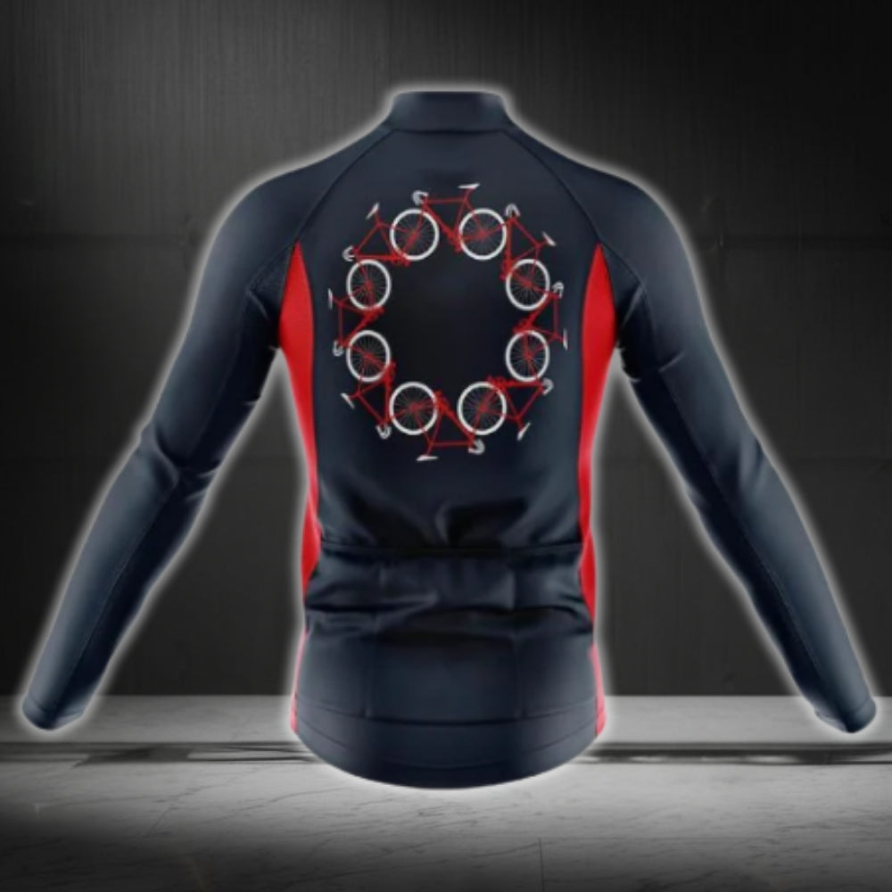 Bicycle Black And Red Cycling Long Sleeve Jersey For Men, Men's Cycling Jerseys CG0718