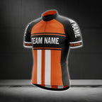 Custom Black And Orange Team Name Short Sleeve Men's Cycling Jersey, Custom Cycling Jerey For Team CG0503