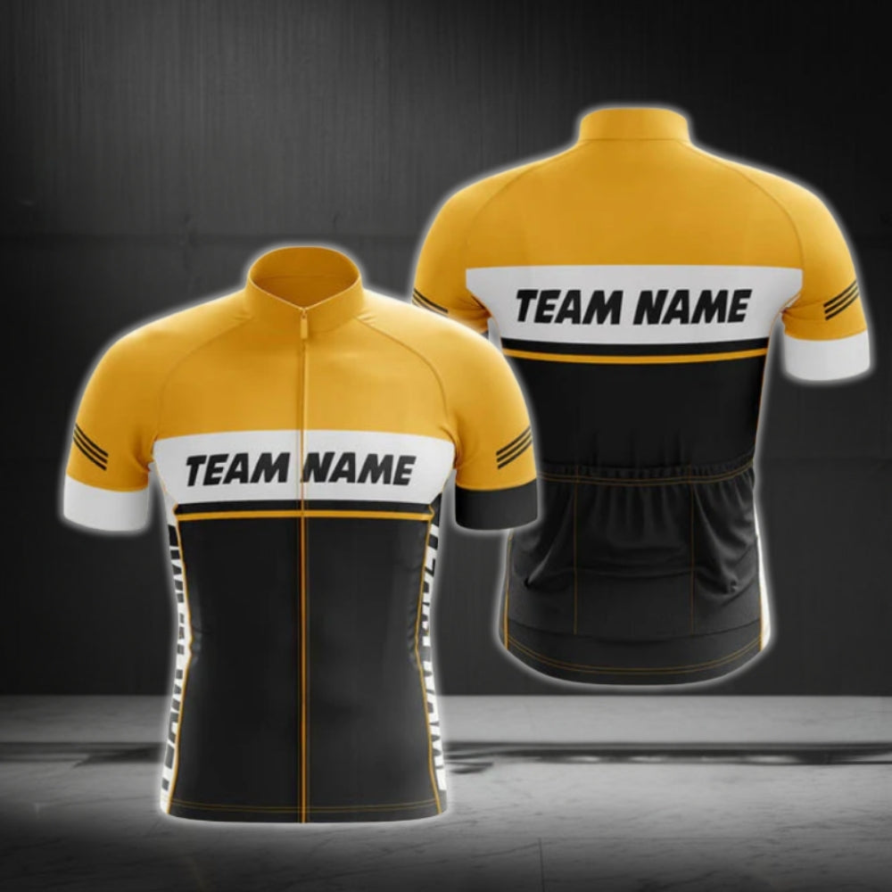 Custom Team Black Yellow Cycling Short Sleeve Jersey For Men, Custom Cycling Jerseys CG0504