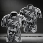 Grey Camo Short Sleeve Cycling Jersey For Mens, Camo Cycling Jerseys CG0007