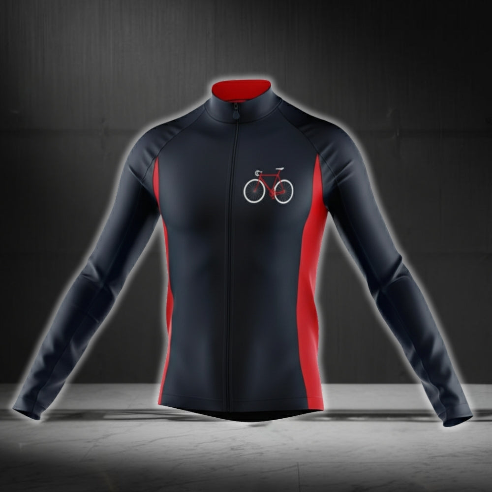 Bicycle Black And Red Cycling Long Sleeve Jersey For Men, Men's Cycling Jerseys CG0718