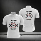 My Bike Cost More Than Your Car Men's White Short Sleeve Cycling Jersey, Funny Cycling Jerseys CG0667