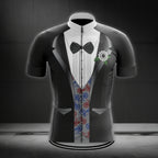 Black And White Tuxedo Short Sleeve Cycling Jersey For Mens, Tuxedo Cycling Jerseys CZ0043