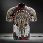 Wolf Native American Cycling Short Sleeve Men Jersey, Native American Cycling Jerseys CG0155