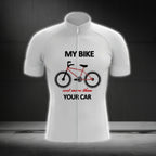 My Bike Cost More Than Your Car Men's White Short Sleeve Cycling Jersey, Funny Cycling Jerseys CG0667