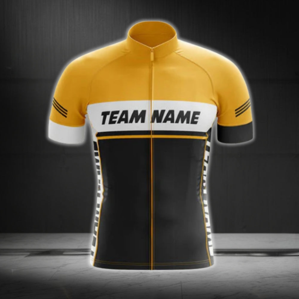 Custom Team Black Yellow Cycling Short Sleeve Jersey For Men, Custom Cycling Jerseys CG0504