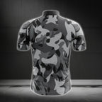 Grey Camo Short Sleeve Cycling Jersey For Mens, Camo Cycling Jerseys CG0007